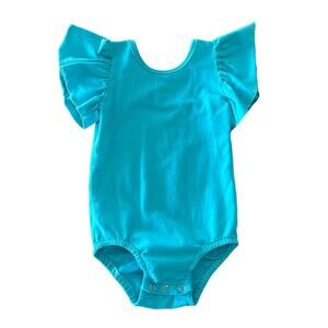 Lily & Max Ruffle Sleeve Leotard 12–24M | Blue Cross-Back Ballet Style